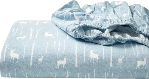 Vista 24 de Eddie Bauer - Sábanas individuales, juego de ropa de cama de franela de algodón, cepillada para mayor suavidad, decoración acogedora para el hogar