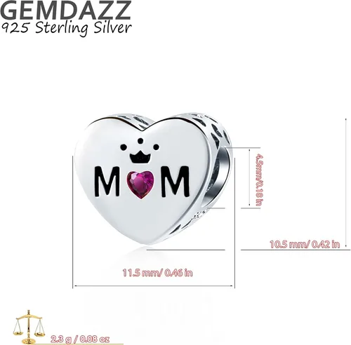 Vista 5 de GEMDAZZ Juego de 2 piezas de paleta de artista y pinceles de pintura y dije de amor reina mamá en plata de ley 925, regalo para abuelaesposa, Plata