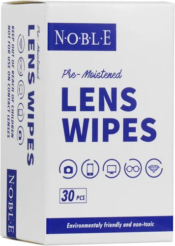 Vista 2 de Noble toallitas prehumedecidas para lentes envueltas individualmente, toallitas de limpieza de lentes y pantallas, ideales para lentes, teléfonos