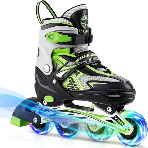 Vista 10 de Gonex Patines en línea para niñas y niños, patines ajustables para exteriores, patines en línea para niños, adolescentes y mujeres con ruedas