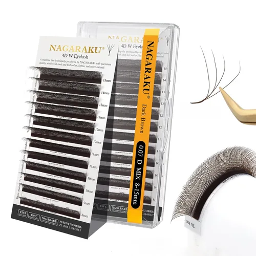 Vista 17 de NAGARAKU Extensiones de pestañas prefabricadas en abanico 3D W 0.05 C 0.315 0.05-C 3D W