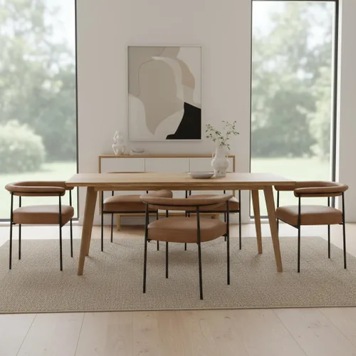Vista 13 de LukeAlon Juego de 2 sillas de comedor de piel sintética, silla de cocina tapizada con respaldo abierto con patas de metal negro, respaldo curvado