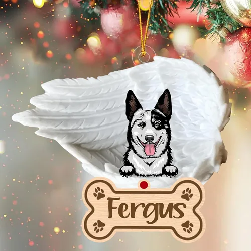 Vista 90 de Adorno de perro afgano de 1 ángel, adorno acrílico 2D personalizado conmemorativo para perros, regalo por pérdida de mascotas, regalo
