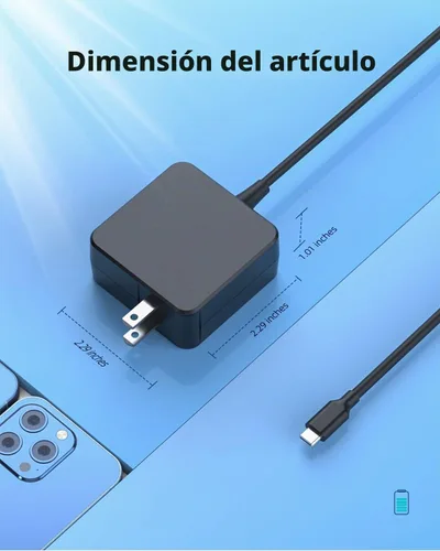 Vista 3 de Superer Cargador rápido apto para Asus Chromebook USB C, 45W