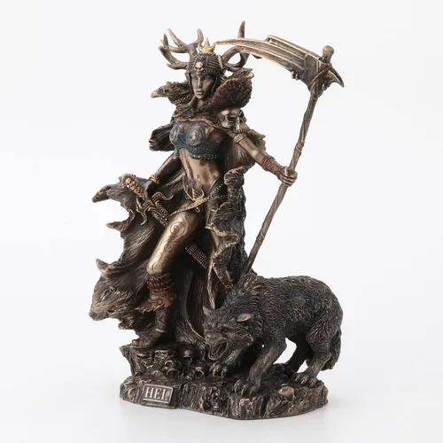 Vista 2 de Veronese Design 10,4 pulgadas Hel diosa nórdica del inframundo escultura de bronce antiguo
