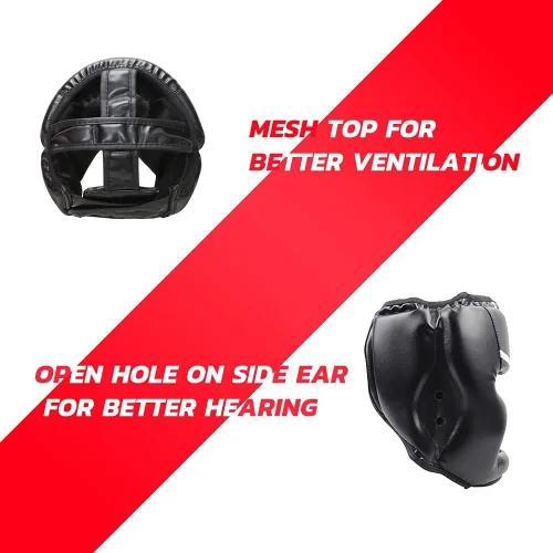 Vista 3 de Casco de boxeo para niños y adultos: casco de kickboxing MMA con malla, casco para combatir karate taekwondo artes marciales