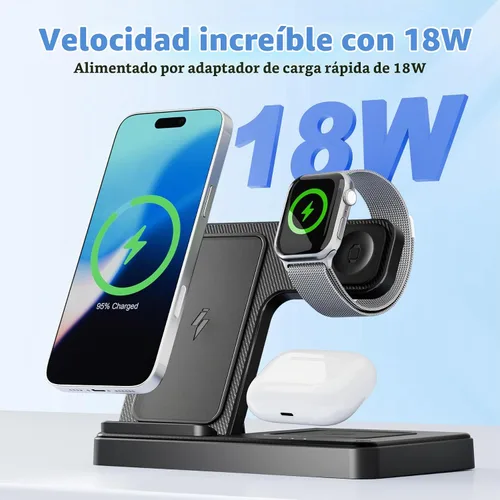 Vista 3 de Estación de carga inalámbrica para dispositivos Apple, soporte de cargador