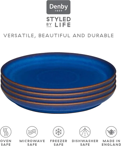 Vista 3 de Denby Imperial - Juego de 4 platos para ensalada, talla única, color azul cobalto