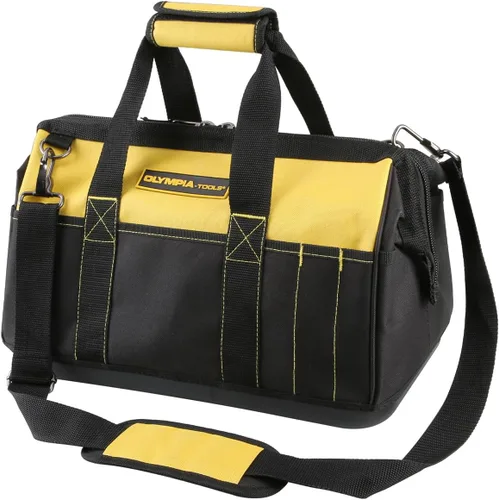 Vista 8 de Olympia Tools Bolsa de herramientas de 7 bolsillos con clip para cinturón, negro y rojo