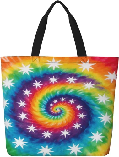 Vista 24 de Famame Canvas Tote Bag Large Women Casual Shoulder Bag Handbag Reusable Multipurpose Shopping Grocery Bag