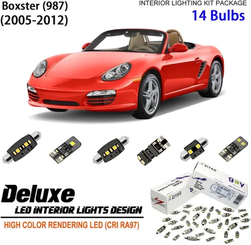 Vista 8 de ZIYO - Kit de luces LED para interior Porsche Boxster 987 2005-2012, paquete de repuesto de bombillas de cúpula de 6000 K, luces LED blancas