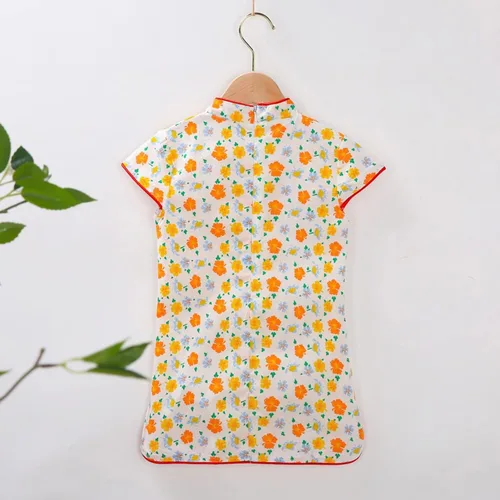 Vista 3 de Qipao - Vestido chino Cheongsam para niños, conjunto de ropa para fotografía, accesorios para fotos