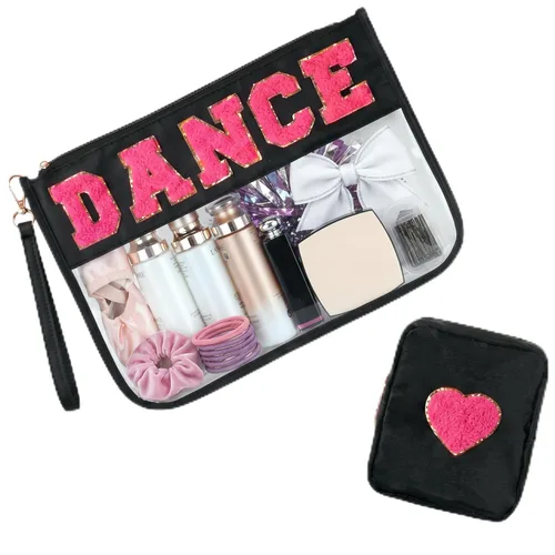 Vista 17 de Hillban Bolsa de maquillaje transparente con tema de bebé, bolsa de PVC