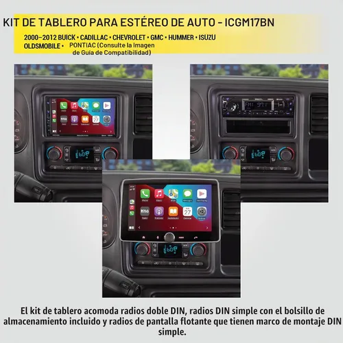Vista 6 de Scosche ICGM17BN Kit completo de instalación de radio DIN simple o doble compatible con vehículos selectos de General Motors 2000-2012 - Kit