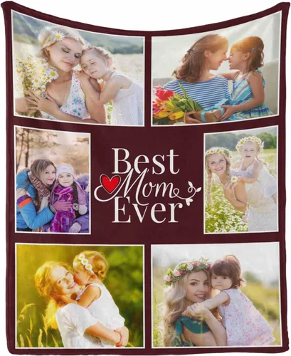 Vista 6 de InterestPrint Regalos personalizados para mamá, manta personalizada con fotos y fotos familiares, regalos de cumpleaños para el día de la madre