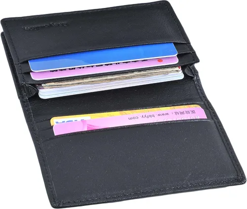 Vista 3 de Billetera delgada de cuero auténtico con bolsillo frontal, espacio para identificación y tarjetero con tecnología RFID