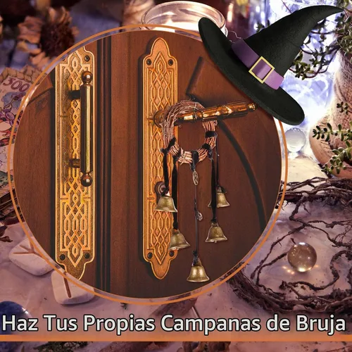 Vista 6 de 62 piezas de kit de campanas de bruja DIY para pomo de puerta para protección, campana de bruja, decoración brujera colgante, decoraciones