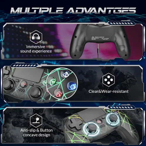 Vista 4 de Rii Wireless Bluetooth Gaming Controller for PS4PS3AndroidWindowsSteam, With Dual-shock, 6-axis Gyro Sensor, 1000mAh Battery,Non-Slip Game Joystick