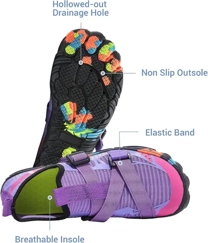 Vista 4 de SPUKEP Zapatos de agua para mujeres y hombres, de secado rápido, antideslizantes, calcetines acuáticos ligeros para natación, surf, playa, piscina