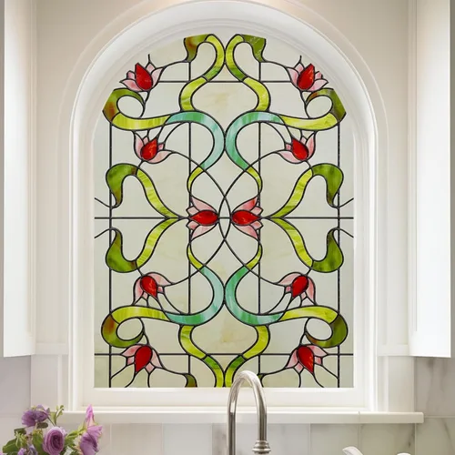 Vista 22 de Película 3D para ventana de vitral, película decorativa de privacidad para ventana de baño, puerta delantera, hogar, bloqueo solar, control