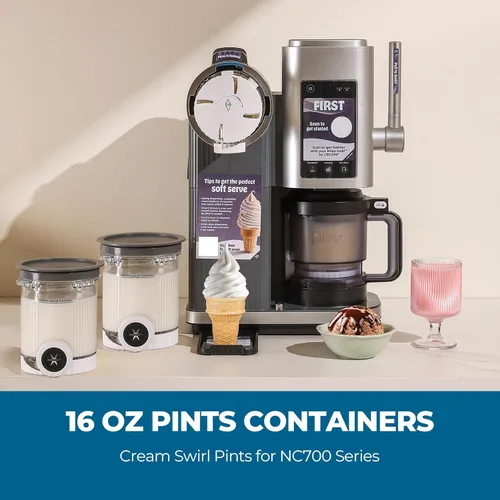 Vista 7 de Paquete de 2 tazas y tapas Swirl Ice Creami para fabricantes de helados, contenedores NC700 para fabricantes de helados, accesorios para tazas