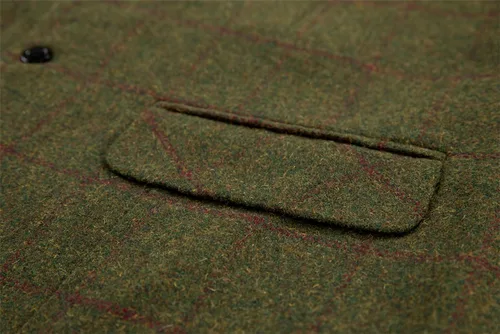 Vista 4 de Chaleco de traje a cuadros casual para hombre, chaleco de tweed ajustado para padrinos de boda