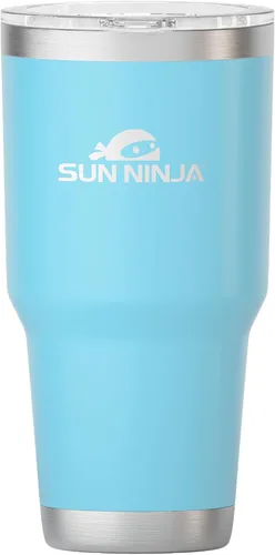 Vista 10 de SUN NINJA Vaso de acero inoxidable de 20 onzas, taza aislada al vacío de doble pared con tapa fácil de abrir, jarra de café de 20 onzas de grado
