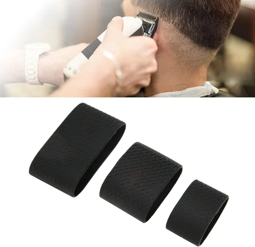 Vista 3 de Clipper Bands, paquete de 3 bandas profesionales de silicona negra deslizante, calor eléctrico, manga protectora, bandas de corte eléctrico