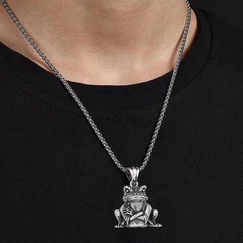 Vista 3 de FAZOVIN Collar de animales con colgante de águilaranabúhogatito con cadena de acero inoxidable de 23.6 pulgadas para hombres y mujeres