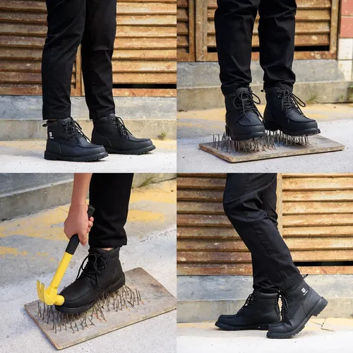 Vista 6 de SUADEX Botas con punta de acero para hombre, impermeables, zapatos de trabajo unisex indestructibles