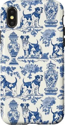 Vista 5 de Chinoiserie Dog Blue Toile Ginger Preppy Grandmillennial - Carcasa para iPhone 16