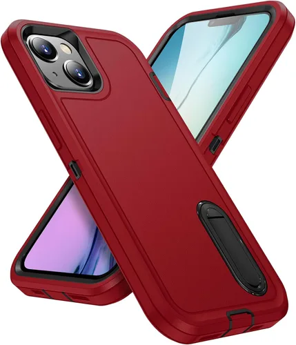Vista 37 de IDweel Funda para iPhone 15 con soporte, protección resistente a los golpes, antiarañazos, delgada, ligera, protectora resistente, funda rígida