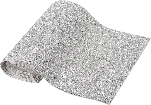 Vista 8 de MECCANIXITY Calcomanías de diamantes de imitación, 9.45 x 63 pulgadas, calcomanías de decoración de resina autoadhesivas y brillantes, color negro