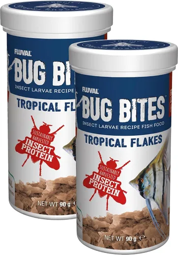Vista 10 de Fluval Bug Bites - Alimento para peces tropicales, copos para peces pequeños a medianos, 0.63 onzas, A7330, marrón