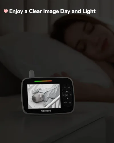 Vista 5 de Monitor de bebé – Monitor de bebé de 3.5 pulgadas con cámara y audio, panorámica remota/inclinación/zoom, batería de 1200 mAh