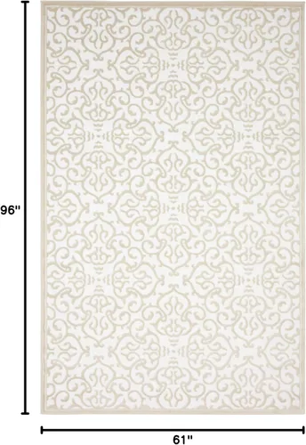 Vista 2 de Unique Loom Rushmore Collection Johnson - Alfombra rectangular de 5 pies 1 pulgada x 8 pies, color blanco nieve/beige