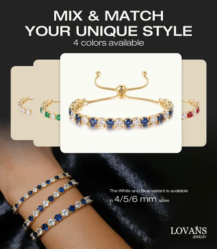 Vista 2 de Lovans Tennis Bracelets for Women Adjustable Gold Plated Tennis Bracelet for Women in Size 4-8.5 Inches