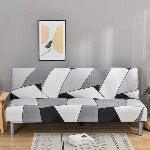 Vista 8 de ele ELEOPTION Funda de Sofá Cama sin Brazos Triangular Gris Funda Deslizable Elástica Fundas de Sofá Plegable Fundas de Sofá Fundas de Futón