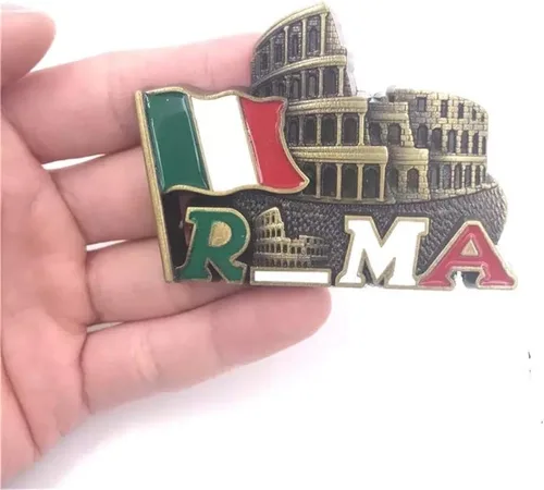 Vista 2 de Coliseo Roma, Italia, imán para nevera, ciudad mundial, metal 3D, recuerdo fuerte, regalo turístico, imán chino hecho a mano, decoración creativa