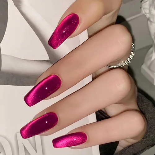 Vista 20 de MISUD Uñas Postizas - Uñas Largas Forma Ataúd con Pegamento en Negro Gótico, Diseño Acrílico Gótico de Rosa 24 piezas