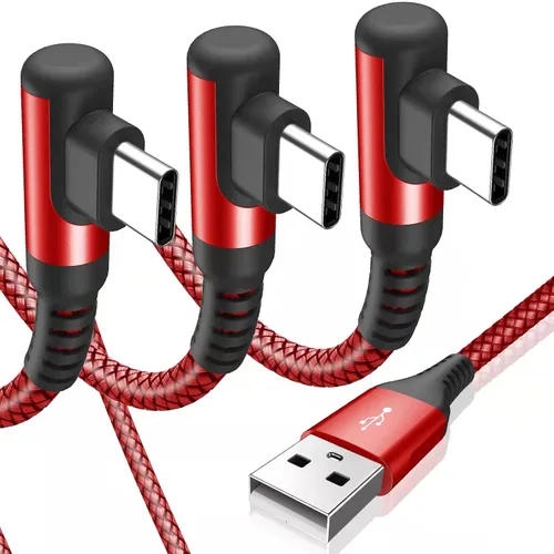 Vista 13 de sweguard Cable de carga USB tipo C en ángulo recto [2 unidades, 1.5 pies] 3.1A cable trenzado de nailon para iPhone 17, 16, 15 Pro Max Plus, iPhone