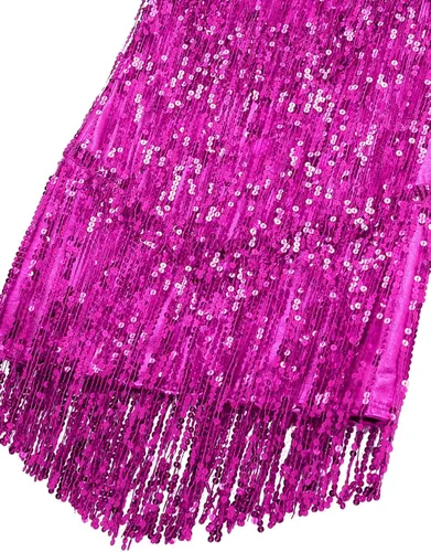 Vista 6 de iiniim Vestido Flapper para mujer, cuello en V, lentejuelas brillantes de los años 20, borlas y flecos, disfraz de baile de salón latino