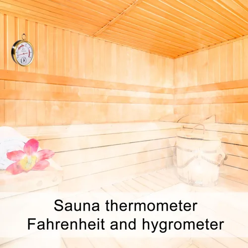 Vista 3 de Termómetro de sauna, termómetro 2 en 1 Fahrenheit e higrómetro, medidor de temperatura colgante, monitor de humedad de temperatura con cordón