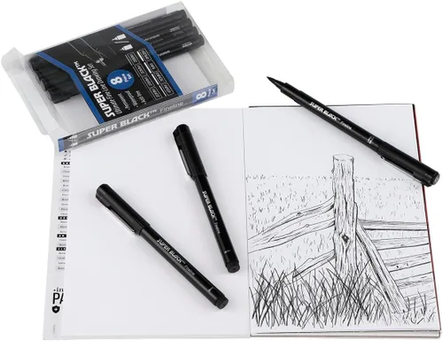 Vista 6 de Creative Mark Juego de 3 bolígrafos de caligrafía y punta fina para dibujo de letras y caligrafía, súper negro, permanente, resistente al agua y sin