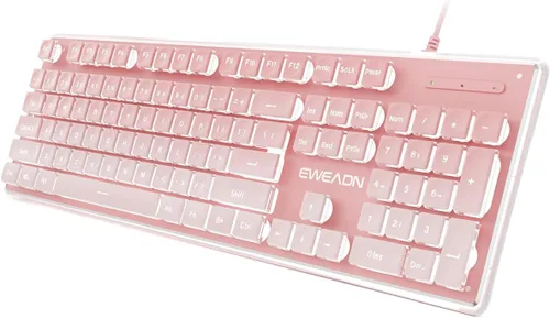 Vista 9 de SEUNKWANG EWEADN GX710S - Teclados retroiluminados para computadora, teclado USB con cable con retroiluminación blanca, panel de metal, Plug and