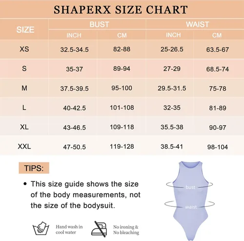 Vista 3 de SHAPERX Body tipo body Hugging para mujer, suave cuello redondo, traje de tanga