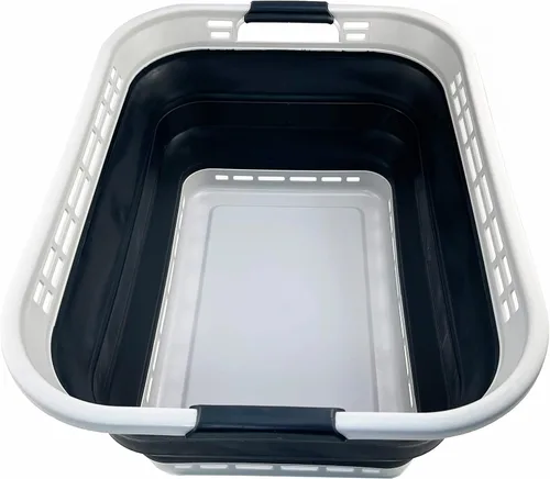 Vista 16 de SAMMART - Canasta plegable de plástico para la ropa sucia de 42L (11 galones) – Contenedor/organizador de almacenamiento plegable – Tina portátil