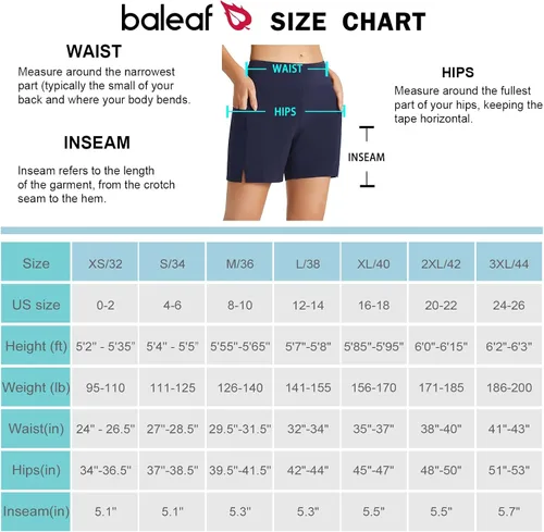 Vista 7 de BALEAF Traje de baño de 5 pulgadas para mujer, de secado rápido, cintura alta, UPF 50+, con forro