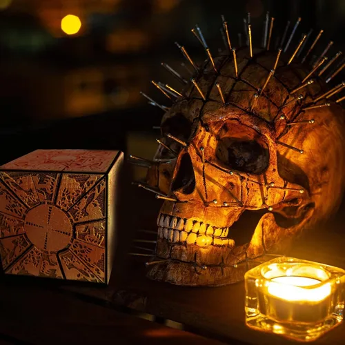 Vista 6 de Hellraiser - Caja de rompecabezas, configuración de lamentos, cenobites de Halloween con cabeza de alfiler para cosplay (estilo B)