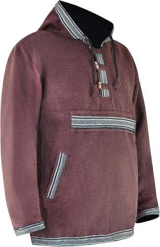 Vista 4 de virblatt - Baja Sudadera con capucha 100% algodón Drug Rug Sudadera con capucha para hombre azteca con capucha